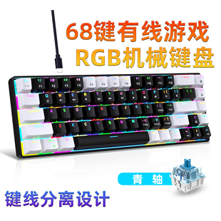 HXSJ 68键有线机械键盘拔插轴RGB背光便携紧凑型适合办公游戏键盘