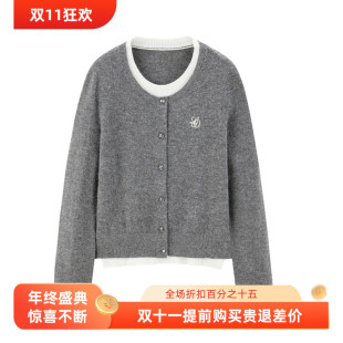 【商场同款】假两件线套衫2024冬新款开衫针织毛衣上衣C2EEE4312