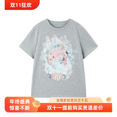 【商场同款】甜美海洋元素T恤夏季新款卡通印花宽松短袖C1CNF2407