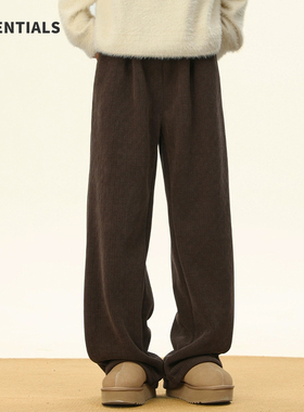 ESSENTIALS冬季加绒加厚裤子男款垂感直筒阔腿宽松运动卫裤休闲裤