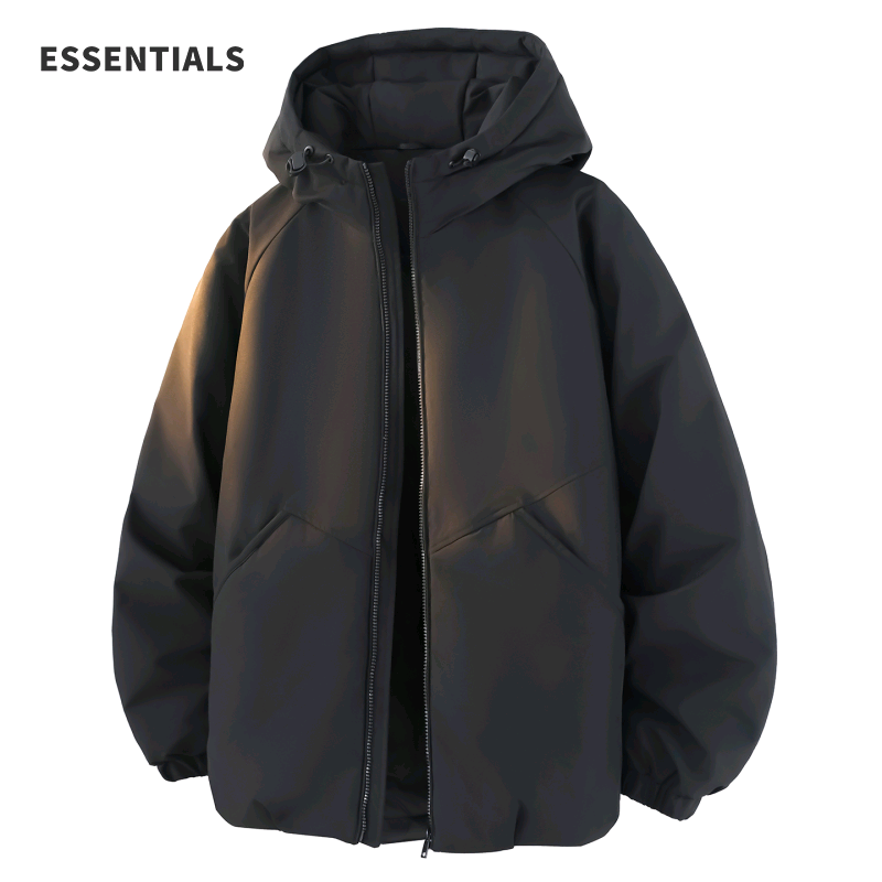 ESSENTIALS连帽鸭绒羽绒服男款2025年新款冬季加厚保暖情侣外套