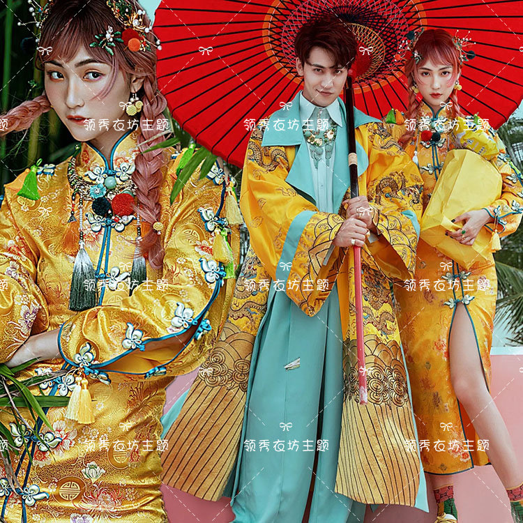 展会影楼新款主题中国风国潮婚纱照摄影旅街拍照戏曲演出中式服装