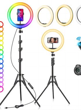 亚马逊10寸直播补光灯ringlight炫彩氛围灯手机直播RGB补光灯