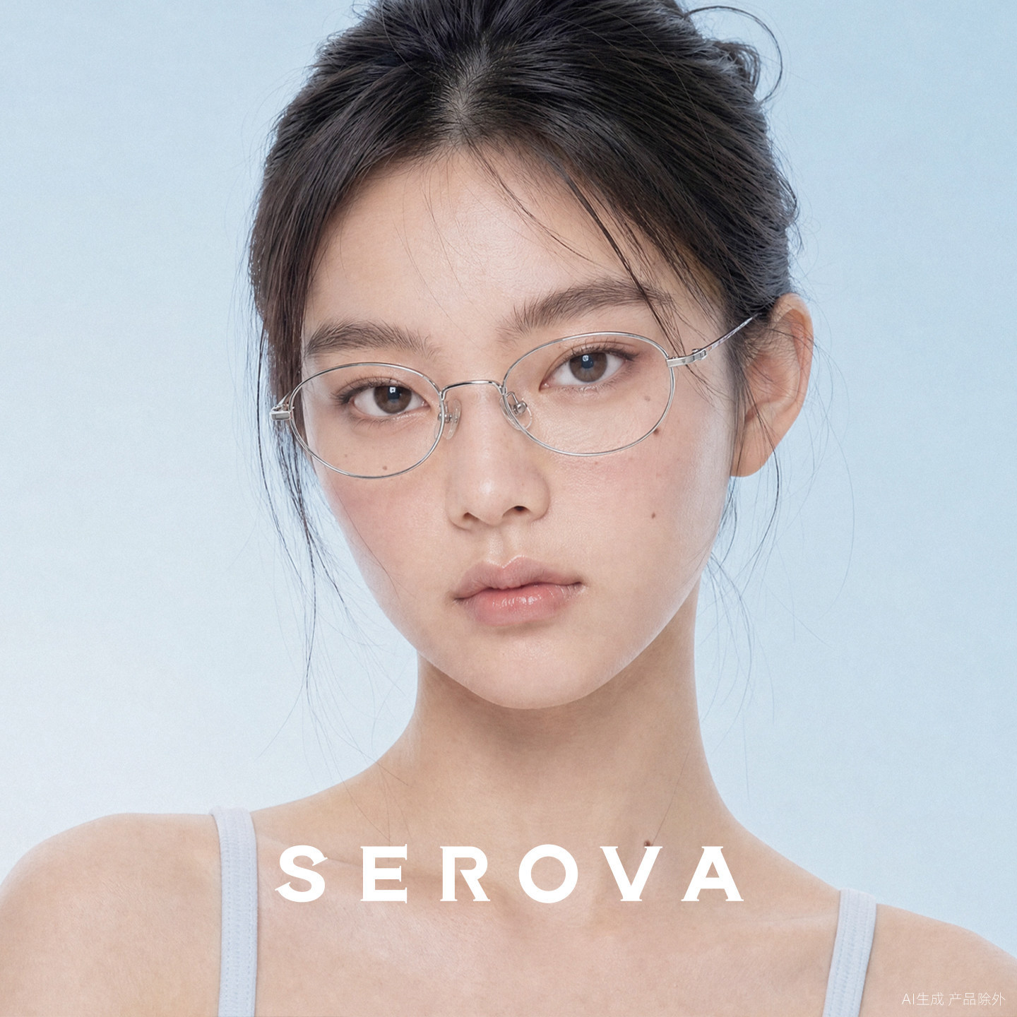 新款施洛华金属椭圆小框书呆子近视眼镜女钛架可配度数 SC806