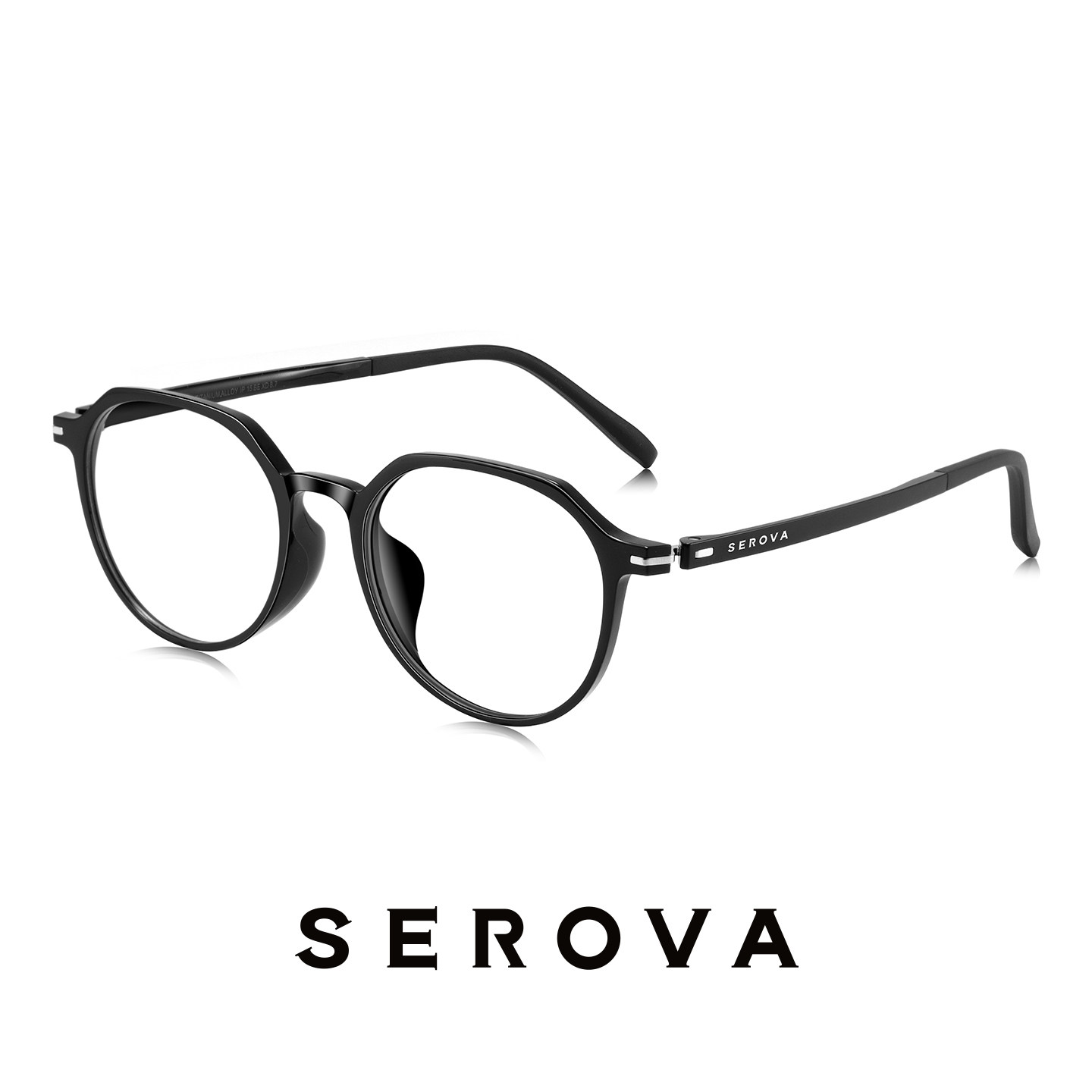 SEROVA施洛华黑框近视眼镜超轻复古方圆框男女款可配度数 SF885