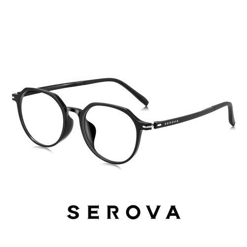 SEROVA施洛华黑框近视眼镜超轻复古方圆框男女款可配度数 SF885