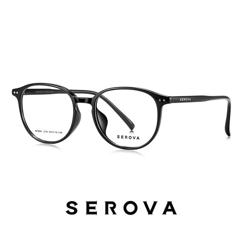 SEROVA施洛华近视眼镜黑色方圆框女款素颜可配防蓝光度数男 SF890