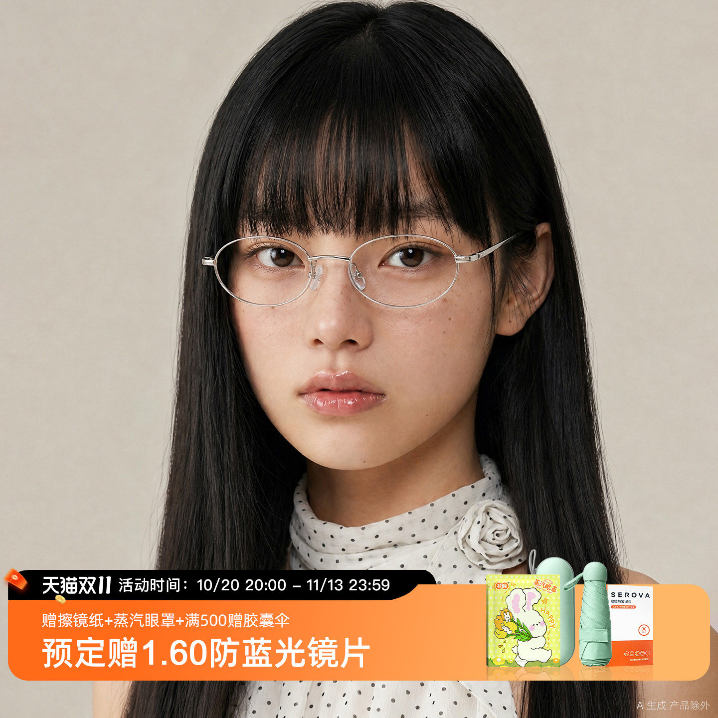 【明星同款】SEROVA施洛华新款书呆子钛金属小框眼镜架女款 SC751