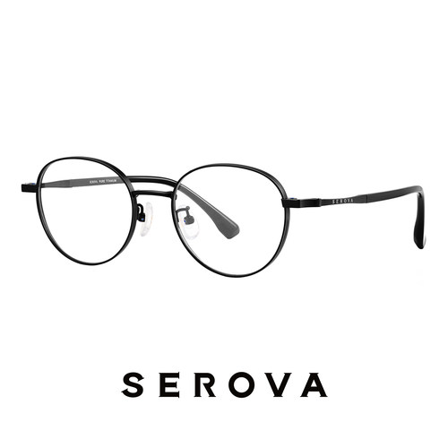 SEROVA施洛华超轻钛架近视眼镜男简约文艺圆框可配度数女 SP1020