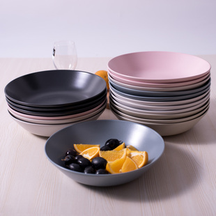 八寸素色家用菜盘瑕疵陶瓷汤盘深盘盘子日式创意磨砂哑光盘子果盘