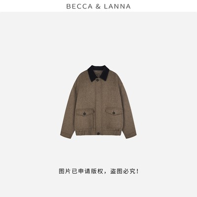 D0194 硬货哥女士复古老钱翻领精纺羊绒羊毛混纺巴恩风外套 女装