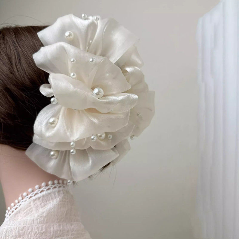 【多层蝴蝶结】2023新款泡泡网纱珍珠款抓夹女气质多层蝴蝶结超大