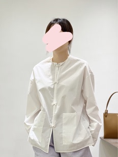 23春夏新款 小众设计师 新中式筋骨府绸棉 手工盘口衬衫白色衬衣