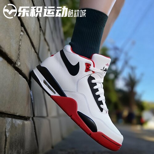 乐积运动 NIKE Flight Legacy AJ4白红中帮复古篮球鞋 BQ4212-100