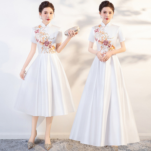 中式伴娘服2025新款秋冬高级中国风姐妹团礼服香槟色气质礼仪旗袍