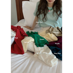 15色可选 短袖 宽松显瘦纯色圆领t恤女装 新款 上衣DN218 2025夏季