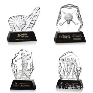 高尔夫水晶奖杯一杆进洞奖运动比赛奖座水晶球赛奖品定 制