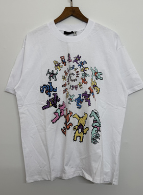 美式高街hell地狱之星漩涡小熊复古潮流男女同款休闲宽松短袖T恤