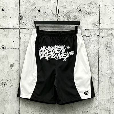 broken planet美式高街撞色刺绣字母短裤情侣百搭宽松休闲沙滩裤