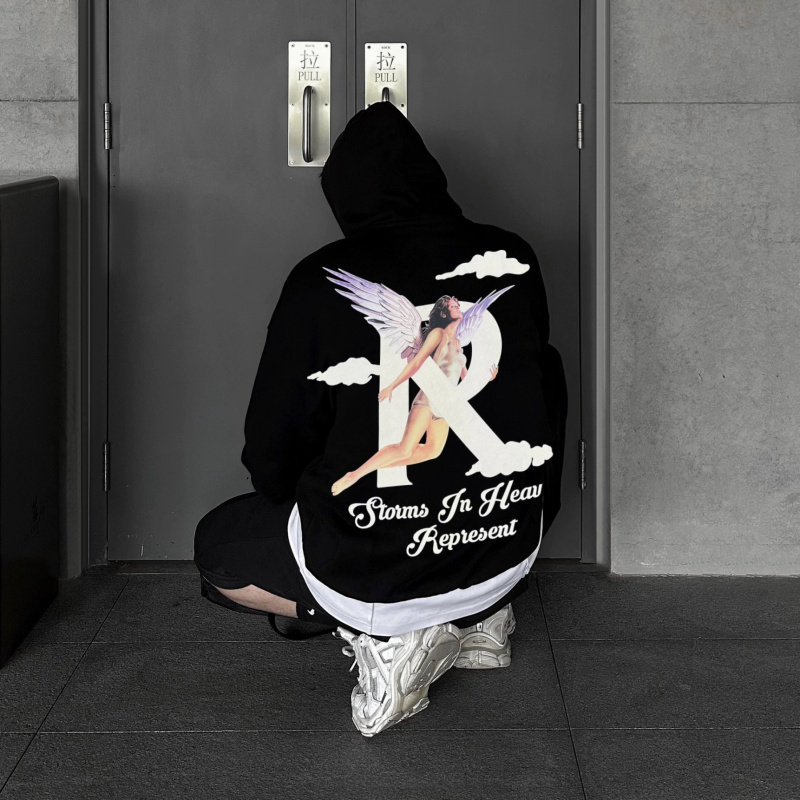 REPRESENT TRACK天使云朵小众潮牌美式高街宽松男士情侣连帽卫衣