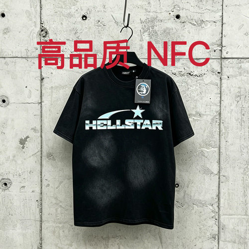 Hell地狱之星NFC美式复古做旧短袖男潮牌街头宽松水洗T恤情侣