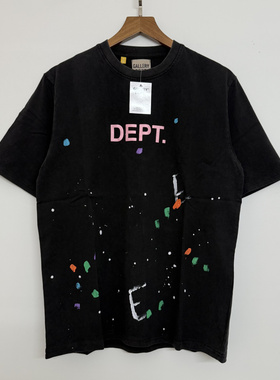 高版本gallery dept美式复古水洗做旧字母印花男女同款短袖T恤潮