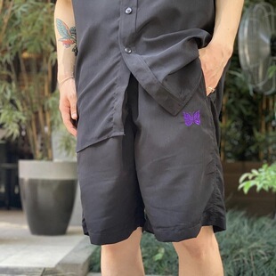 Needles蝴蝶刺绣尼龙速干短裤美式百搭高街休闲宽松男士沙滩短裤
