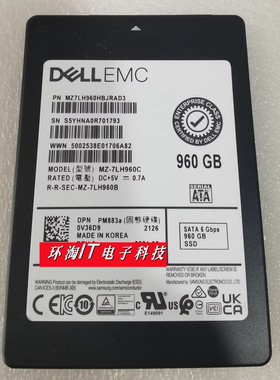 DELL EMC 960G SSD SATA 6Gb 0V36D9 PM883A MZ-7LH960C 固态硬盘