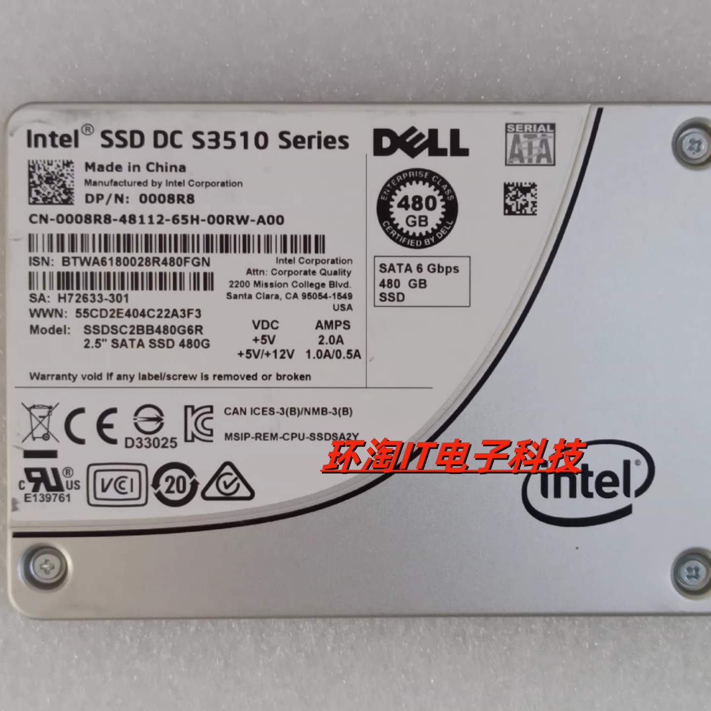 Dell/戴尔 S3510 480G SATA SSD 固态硬盘 008R8 SSDSC2BB480G6R