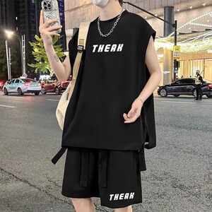 无袖运动背心男款夏季潮流大码男装2025新款男士宽松坎肩健身t恤