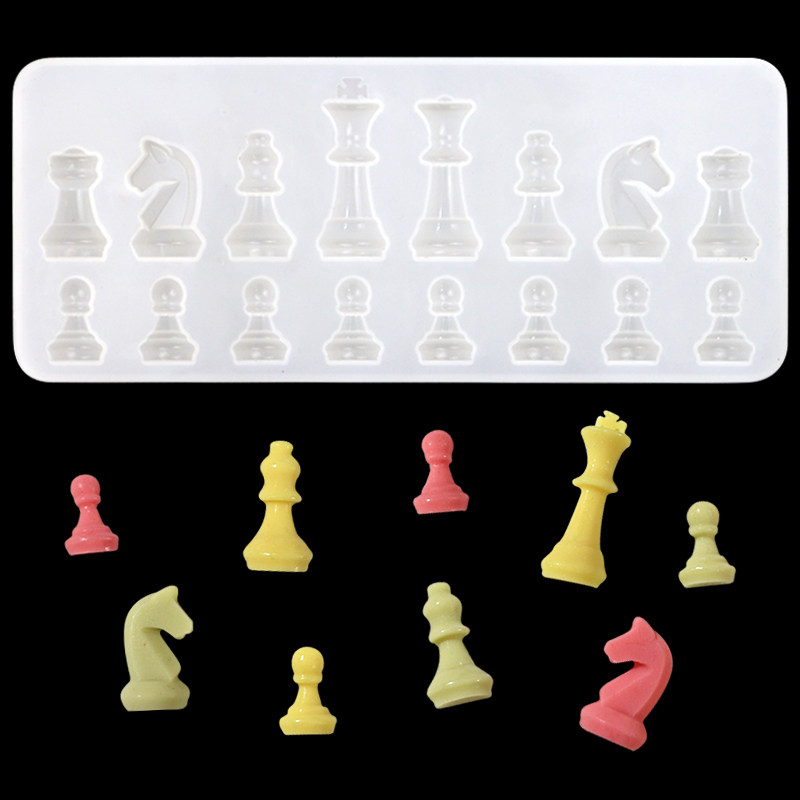 16连国际象棋 DIY水晶滴胶模具 手工镜面模具 饼干巧克力模具