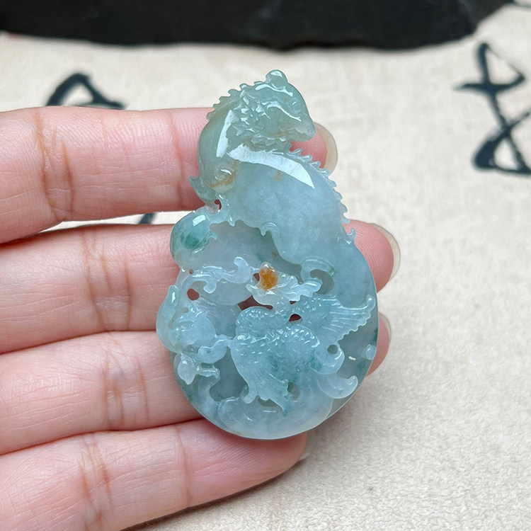 天然翡翠A货冰糯种凤凰吊坠项坠