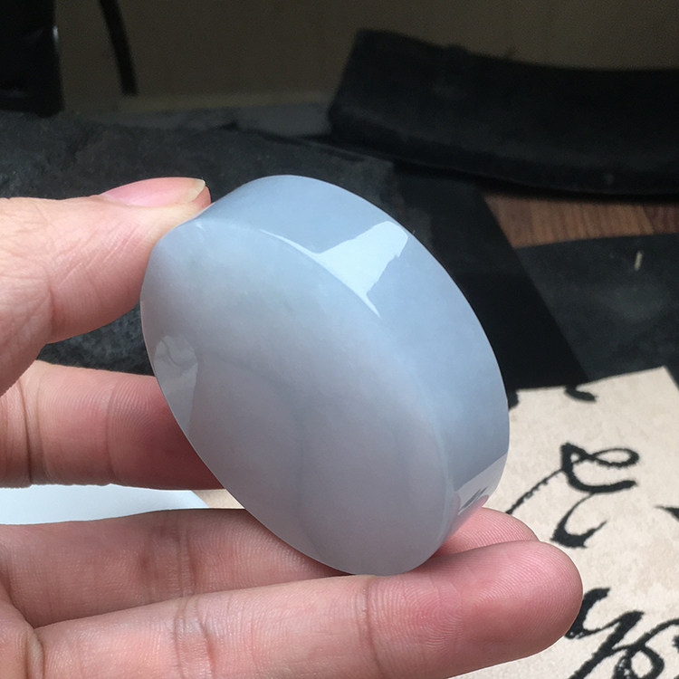 冰糯种翡翠圆形镯心原料缅甸保真老坑A货玉石毛料送证包邮已抛光