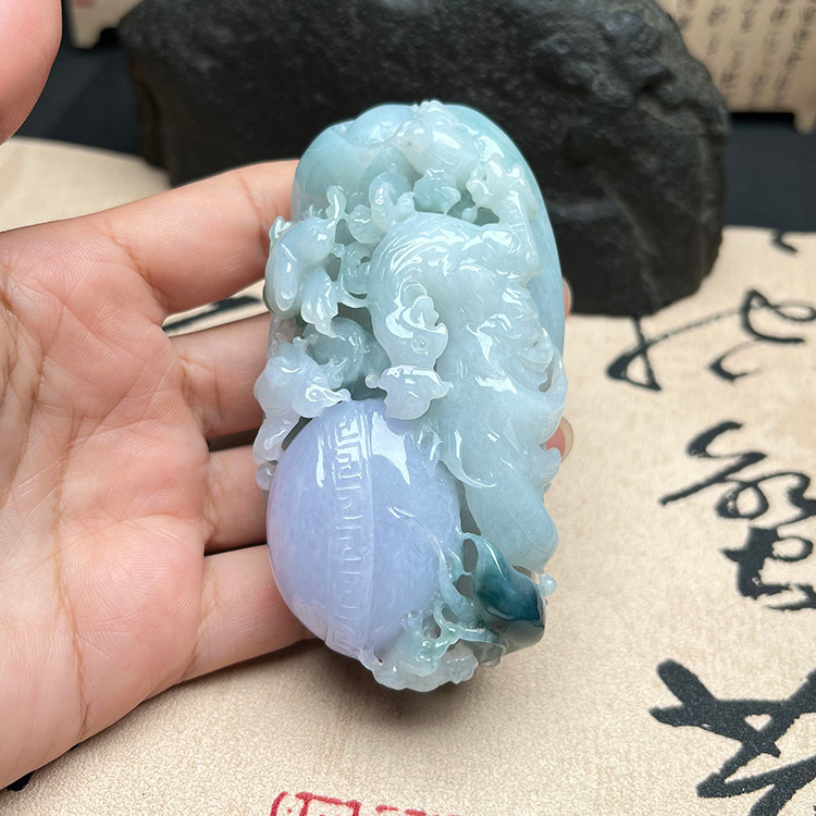 缅甸A货老坑紫罗兰翡翠公鸡把件