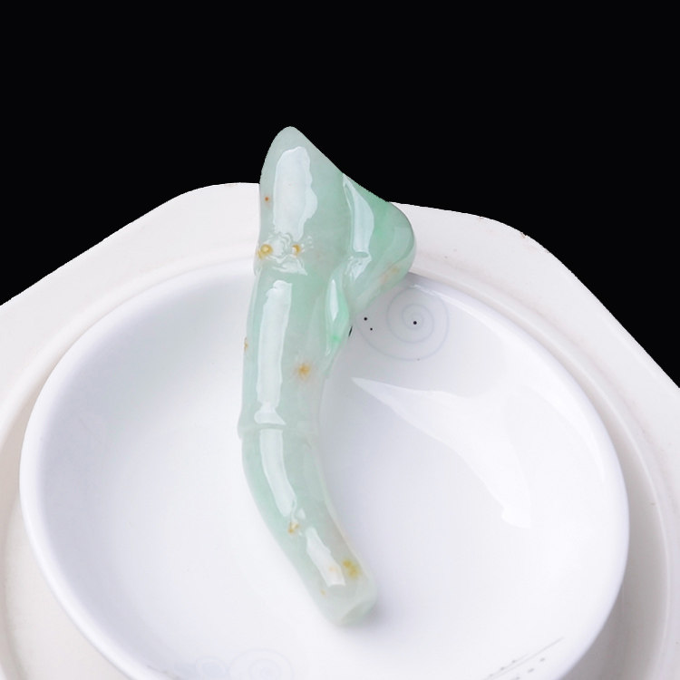 玉石寨 缅甸保真冰糯种飘阳绿翡翠烟斗A货缅甸如意竹节烟枪送证书