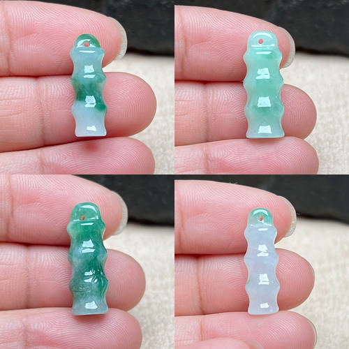 缅甸翡翠A货竹节吊坠节节高升