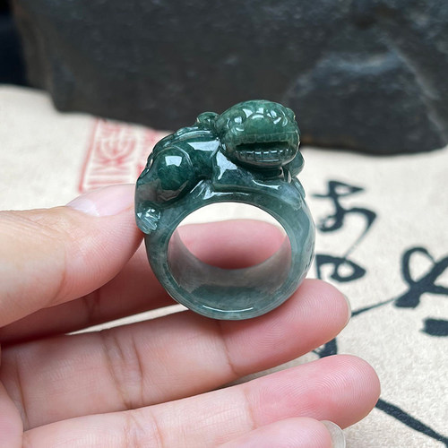 缅甸天然翡翠A货戒指扳指玉指环