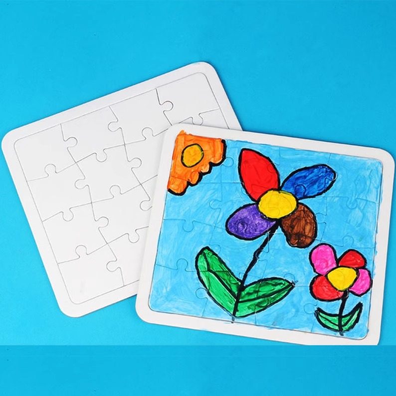 空白涂色拼图纸质白模拼板儿童DIY益智填色涂鸦绘画幼儿拼插玩具,文具电教/文化用品/商务用品,儿童填色本/涂鸦卷,淘宝优惠券,粉丝福利购,淘宝优惠卷