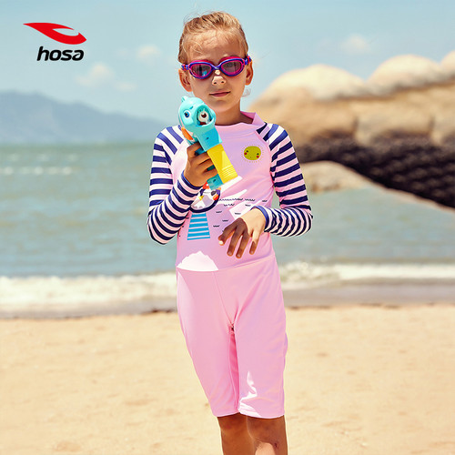 hosa浩沙女中大童速干防晒泳衣