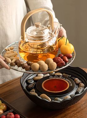 陶瓷围炉煮茶室内家用全套电陶炉花茶茶具套装玻璃煮茶壶一件带发