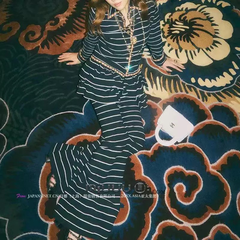 日娜高奢20XXASIA BUYER 11 ujn 权志龙同款重工钉珠条纹针织开衫