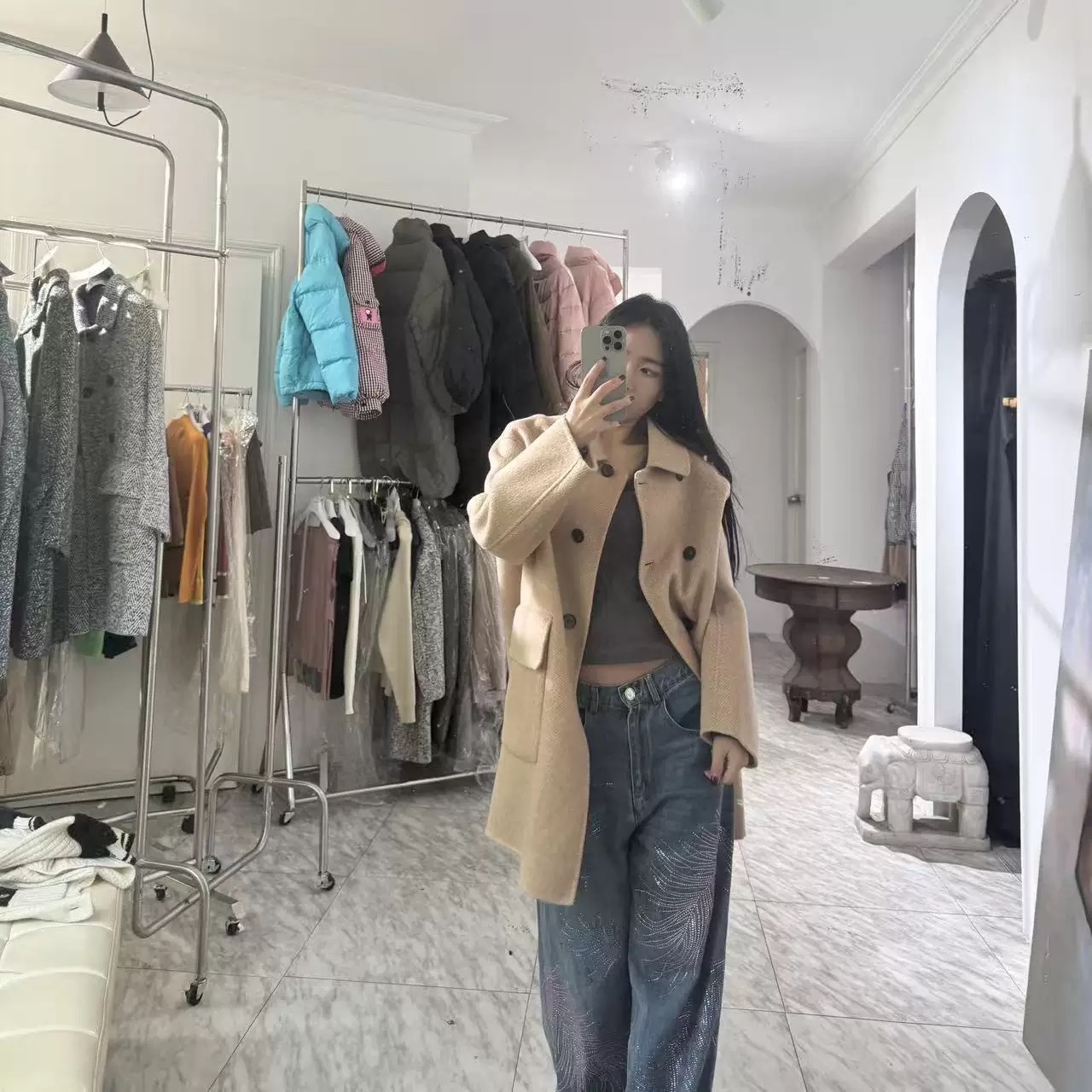 日娜高奢20XXASIA BUYER 11 xcz 韩系慵懒风显瘦修身毛呢大衣外套