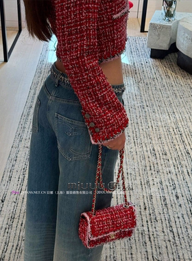 日娜高奢20XXASIA BUYER 11 bao 高端小香风短外套红色粗花呢上衣