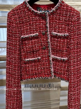 日娜高奢20XXASIA BUYER 10 ttb 25秋冬高智风红色短款格子外套女