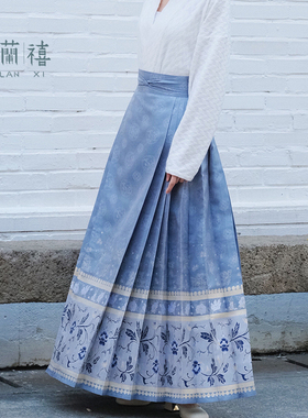 木兰禧原创【聆霜】织金仿妆花显瘦明制长款马面裙针织改良飞机袖