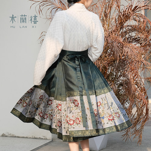小个子织金马面裙 木兰禧原创【春锦】仿妆花八分改良马面裙