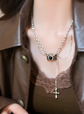 复古相机吊坠项链女甜酷辣妹风珍珠颈链夏天叠戴锁骨链卫衣链配饰
