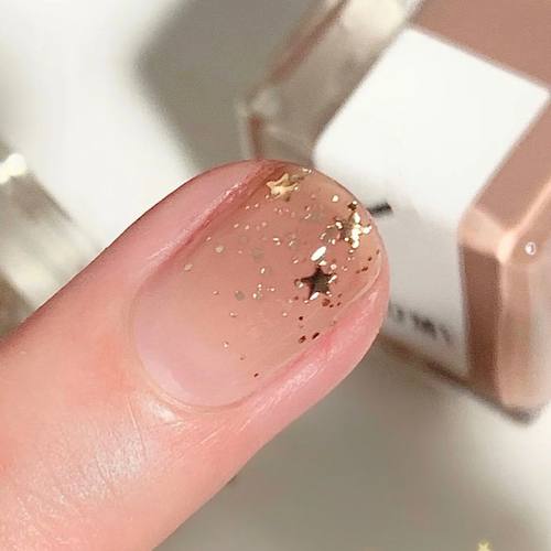 裸色亮晶晶指甲油显白免烤不可剥持久防水奶茶色星星片学生