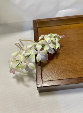 绒花清新绿色发饰超仙绣球发夹U钗女侧边旗袍头饰古风明制汉服