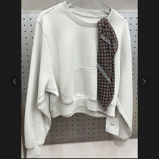 【丹丹福利秒杀不退换P】调性丝巾拼接扩版显瘦卫衣 25-798